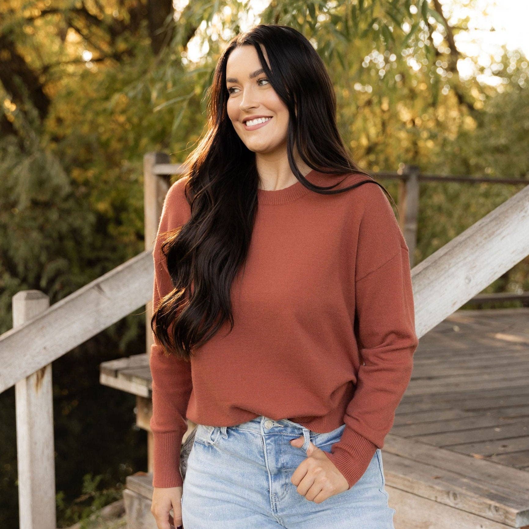 Camilla Sweater - Light Rust Knit Pullover with Cozy Chic Style